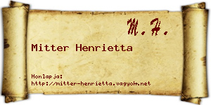 Mitter Henrietta névjegykártya